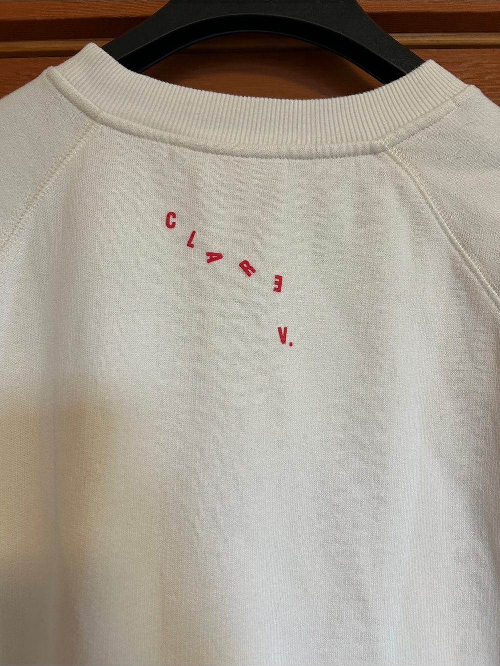 Clare V. | Oui Sweatshirt in Cream with Bright Poppy - Picture 9 of 13